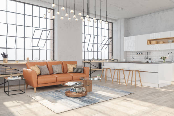 Modern renovated living room interior